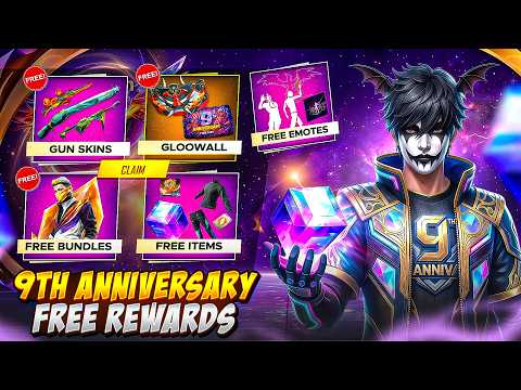 Claim 9th Anniversary Free Rewards 😍 - OB54 Patch Update / freefire new event today