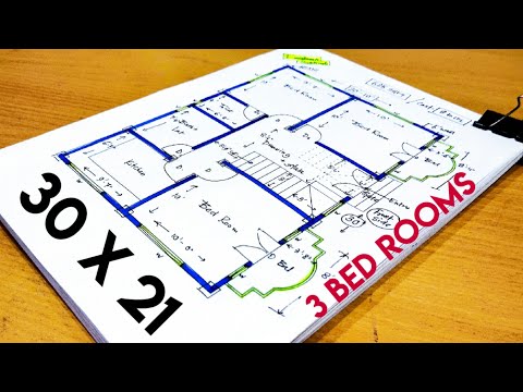 30 x 20 house plan design with 3 bed rooms II 30 x 20 ghar ka naksha II 3 bhk house plan