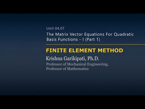 The Matrix Vector Equations for Quadratic Basis Functions - 3 - Part 1