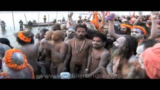 Holy and naked crowd gathered for Ardh Kumbh Mela