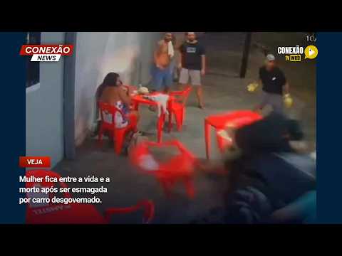 Vídeo: Mulher fica entre a vida e a morte após ser esmagada por carro desgovernado.