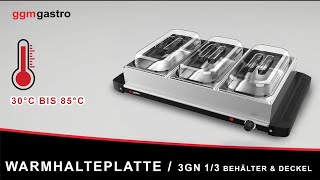 Plaque chauffante / Bain-marie infrarouge - incl. 3x bacs GN 1/3 & couvercles