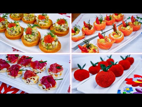4 закуски за 15 минут на новый год! Вкусные, сытные и красивые закуски на любой праздник!