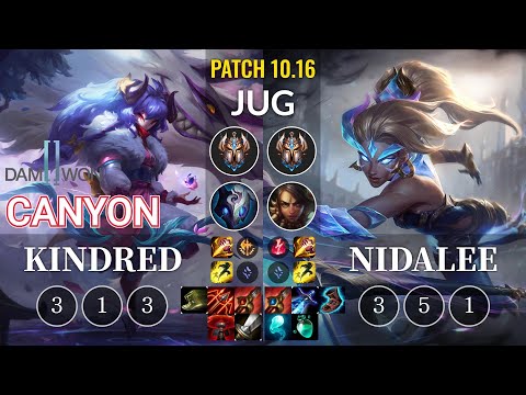 DWG Canyon Kindred vs Nidalee Jungle - KR Patch 10.16