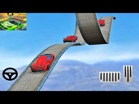 Impossible Car Tracks 3D - Red Sport Car Driving Simulator Stunts Levels 14 & 15 Completed Gameplay