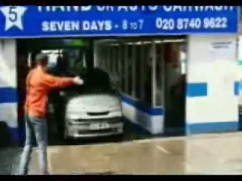 guy in devil costume ruins nice shiny car