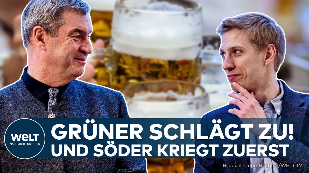 MÜNCHEN: Ein Grüner schlägt zu! – Und Markus Söder bekommt zuerst … etwas zu trinken