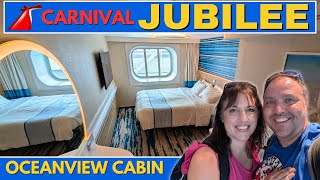 Carnival Jubilee Oceanview Room Tour: Cabin 4293 (Bed, Storage, & Shower!) 🚿