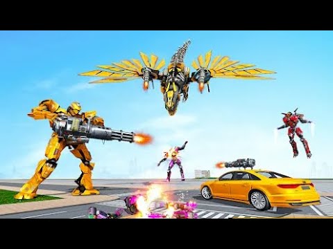 Flying Taxi Robot Car Part-2 | Rescue City Flying Robot Android GamePlay | By Game Crazy