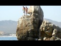 Garrett & Kaia Diving off Rock at Cabo Mexico 05 12