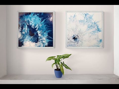 (460) Two-Color Inversion Pour Paintings with Satin Enamel Cloud Mix! Harmony House Art