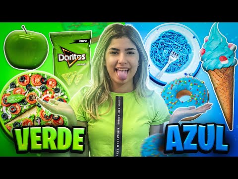 24 HORAS SÓ COMENDO COMIDAS VERDES E AZUIS! - LOUCURA!