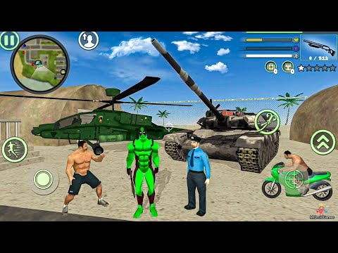 Green Deadpool Rope Hero Vice Town Crime Simulator #5 - Tank and Helicopter - Android Gameplay