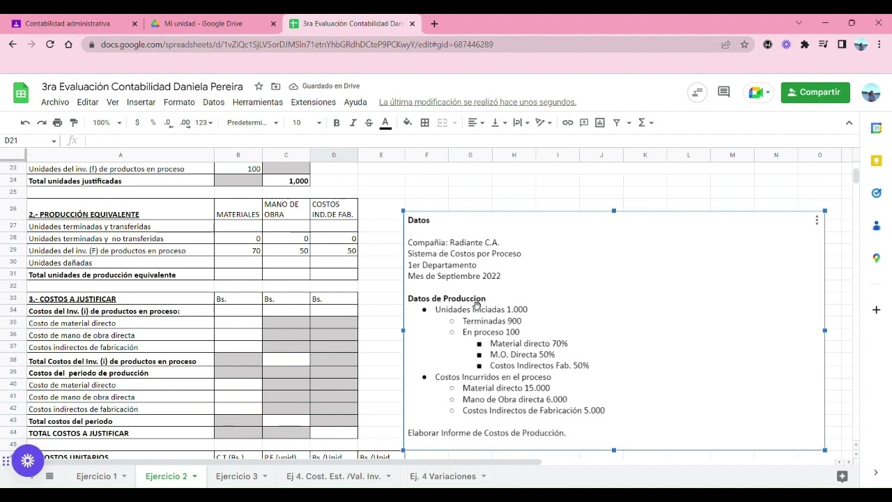 Explicación de Ejercicios Contabilidad Administrativa Daniela Pereira