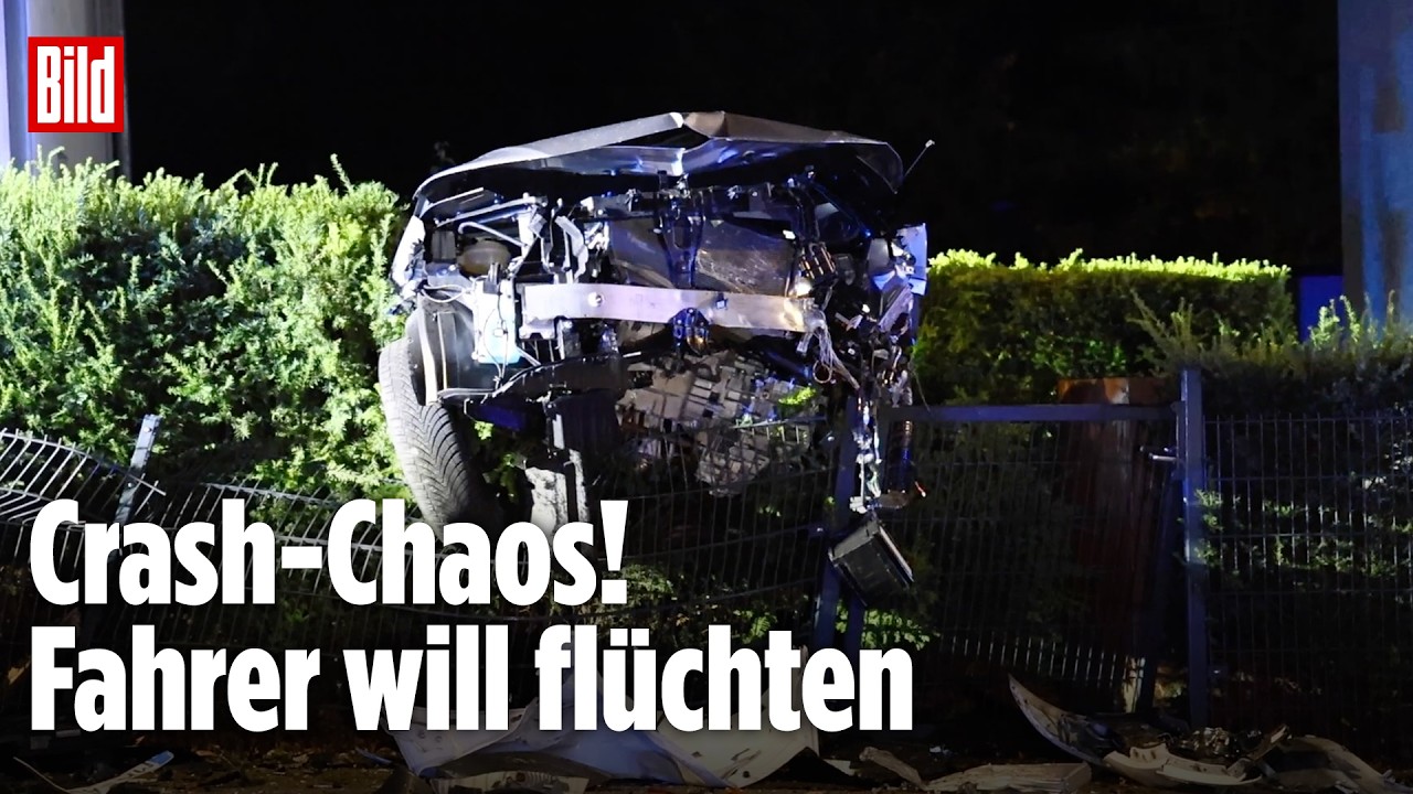CRASH IN ISERLOHN: Tesla verwüstet Straße, Fahrer will einfach verschwinden