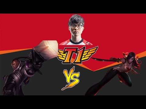SKT T1 Faker - Lucian vs. Katarina | Hide on bush | SK텔레콤 T1 / SK Telecom T1 with EN Translation