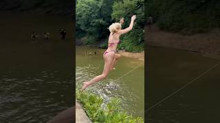 She was too scared to jump! 😅 #cliffjumping #adrenaline #adventure