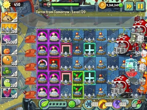 Plants vs Zombies 2 Terror from Tomorrow Level 120 - The Real Walkthrough & Die