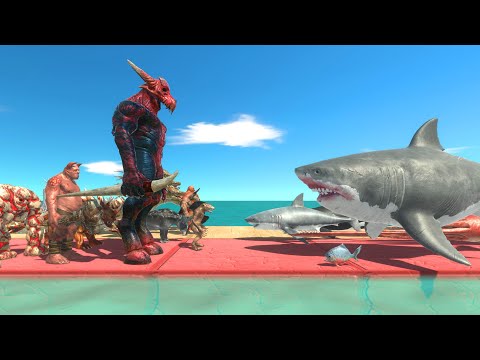 Epic War On The Sea - Aquatics VS Fantasy + Infernals - Animal Revolt Battle Simulator