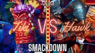 SMACKDOWN: Tiki & Hawk sing "Monster" by Lady Gaga | SEASON 10 | THE MASKED SINGER