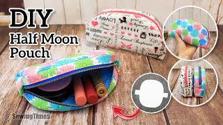DIY Half Moon Pouch | Makeup Bag Zipper Pouch Sewing Tutorial [sewingtimes]