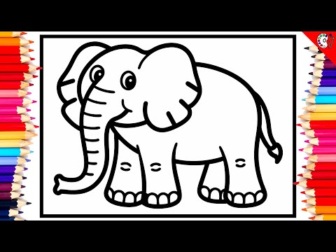 Adorable Instantly Printable Elephant Coloring
