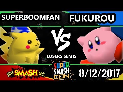 Smash Con 2017 Smash 64 - PG | SuperBoomFan (Pikachu) Vs. Fukurou (Kirby) Super Smash Bros. LS