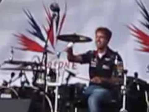 Sebastian Vettel playing drums - British F1 2013