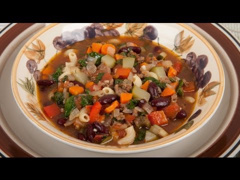 Homemade Minestrone With Pasta, Meat and Vegetables...