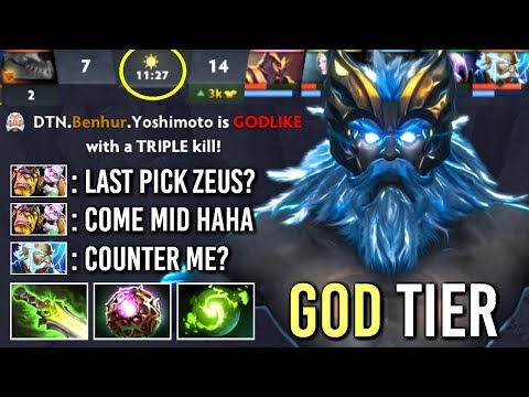 EPIC PRO Zeus Mid vs Alchemist 11 Min Godlike 100k Damage Crazy Shotgun Build WTF Dota 2