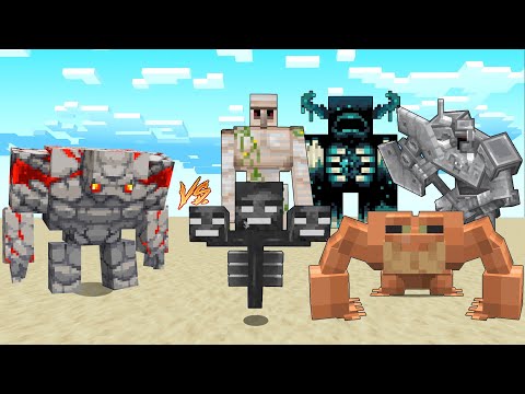 REDSTONE GOLEM Vs Warden, Ferrous Wroughtnaut, Iron golem, Mutant Frog, Wither