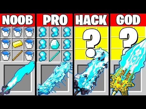 Minecraft Battle: MAGIC WATER SWORD CRAFTING CHALLENGE NOOB vs PRO vs HACKER vs GOD Funny Animation