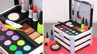 MAKE UP Cosmetics Box Cake  *Pastel Caja De Maquillaje by Cakes StepbyStep
