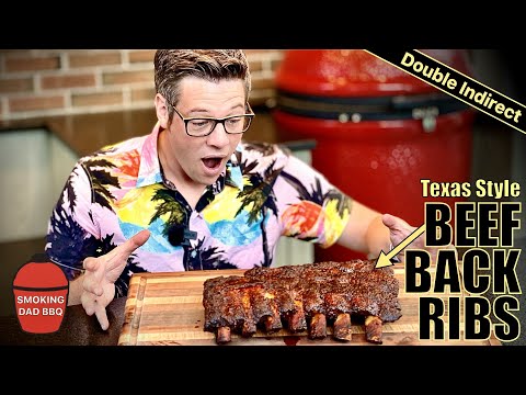 Kamado Joe Texas style Beef Back Ribs using the double...