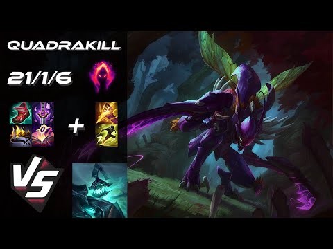 JUNGLE Kha'Zix vs Hecarim [QUADRAKILL] - NA Grandmaster Patch 25.19