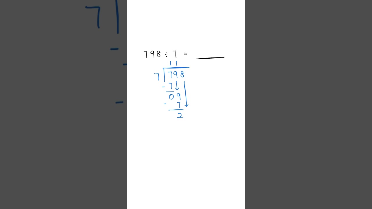 Long Division Worksheet: 798 ÷ 7 ✅💯 #maths #mathforkids #education #longdivision