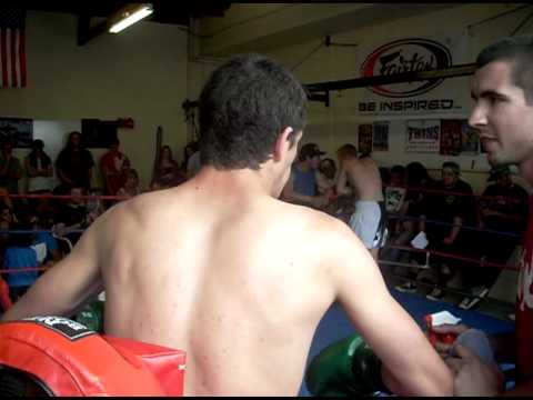 Sam from North Shore Kickboxing winning by TKO 2nd round