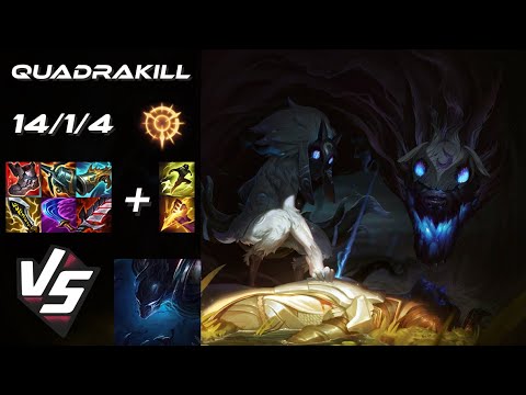 JUNGLE Kindred vs Nocturne [QUADRAKILL] - EU Challenger Patch 25.S2.6