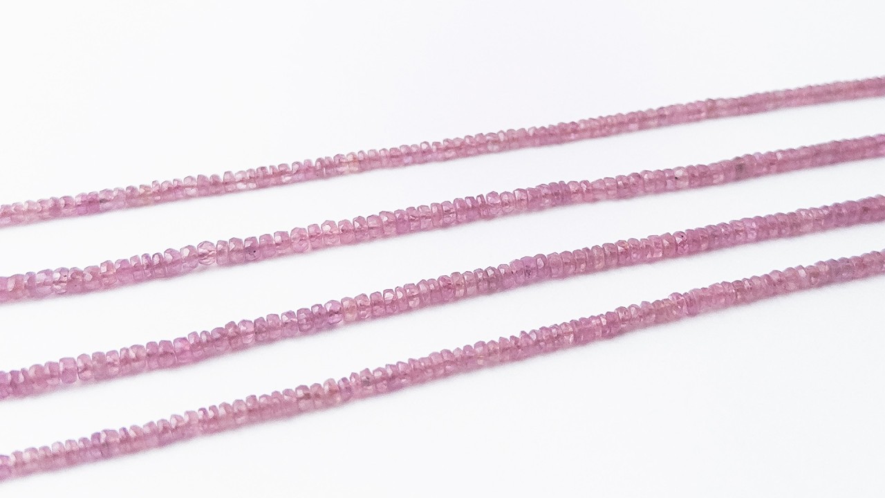 Ruby | Faceted Rondelle | Various 3-3.7mm Bead Size | 33cm Strand Length video