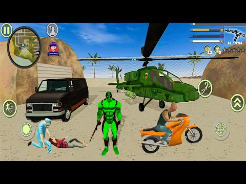 Green DeadPool Rope Hero Vice Town Simulator - Flying Through VT Military Base #7 - Android Gameplay