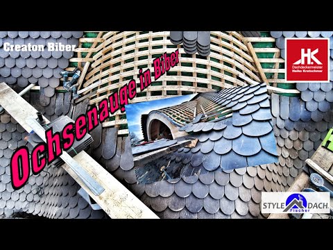 Ochsenauge mit Biberschwanz decken - Aufbau und Anleitung - Fledermausgaube einlatten - Creaton