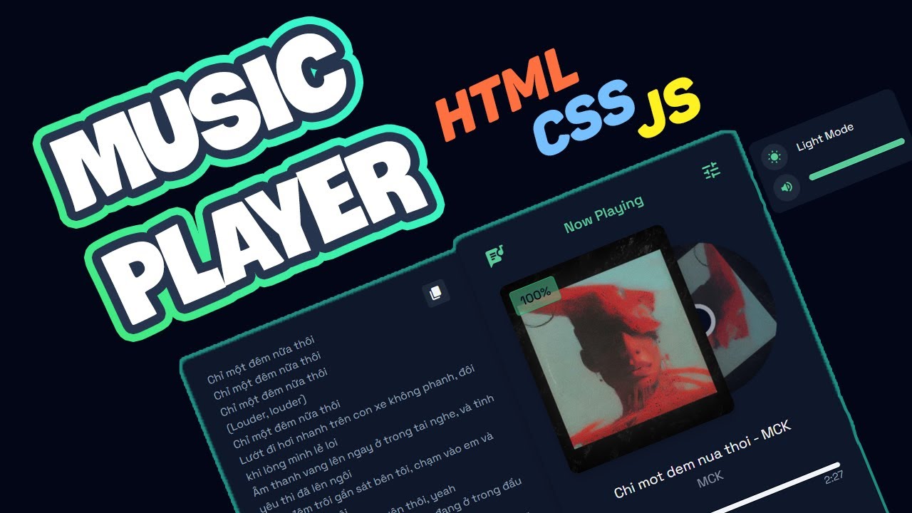 Music Player using HTML, CSS & Javascript ( + Lyrics) - Free Source Code