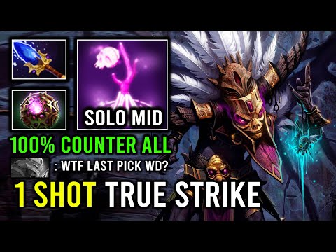 WTF 2nd Item Aghanim True Strike Bounce Death Ward Solo Mid Witch Doctor 7.34b Dota 2