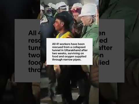 Video Thumbnail: All 41 Trapped Indian Workers Rescued from Collapsed Tunnel After 2 Weeks #shorts