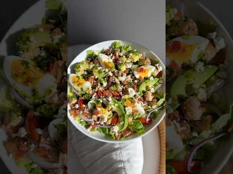 Chicken Cobb Salad with Cilantro Honey Lime Dressing 🥗 #food #foodshorts #shorts #cooking