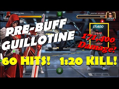 PRE-BUFF 6 Star Rank 1 Guillotine Drops ROL WS in 60 HITS! Marvel Contest of Champions