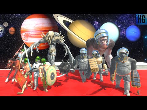 Scourge + Aliens Humans Attack Astronaut Primates - Animal Revolt Battle Simulator