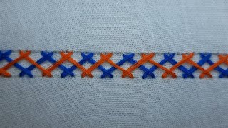 Double Herringbone Stitch  ||  Basic Hand Embroidery  ||  Double Herringbone Stitch For Beginner's