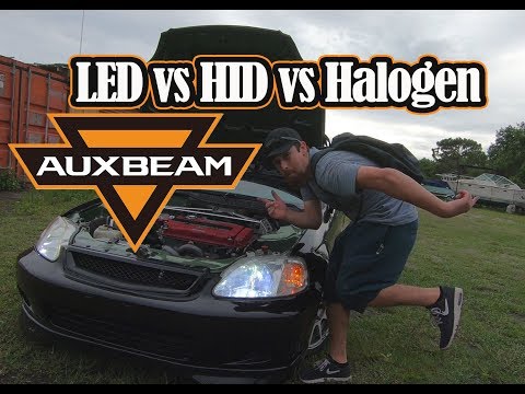 AuxBeam LED Headlight Review and Comparison HID vs LED vs Halogen