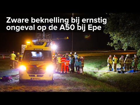 Middel hulpverlening zware beknelling bij eenzijdig ongeval afrit A50 bij Epe - ©StefanVerkerk.nl